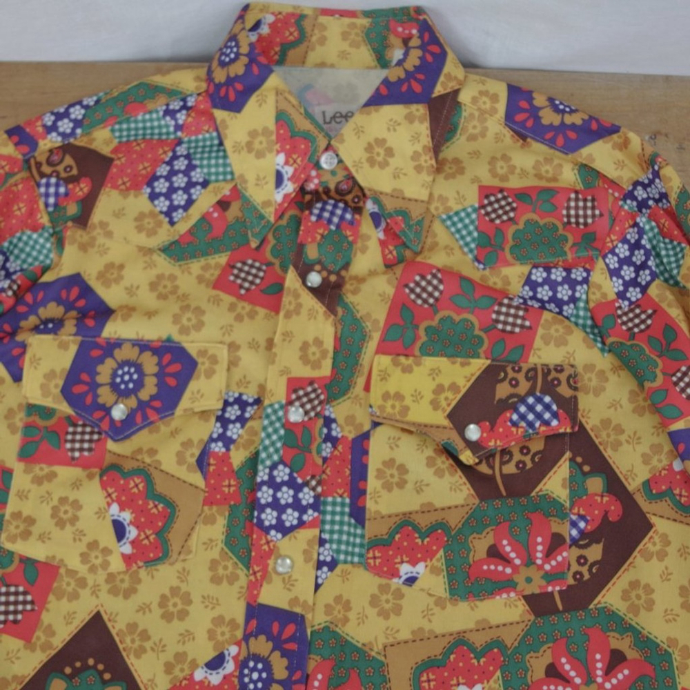 Vintage Snap Button Patchwork Pattern Western Dis… - image 5